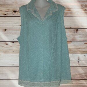 SECRET TREASURES - 2X - Button Up Pajama Sleepwear Top - Seagull Print